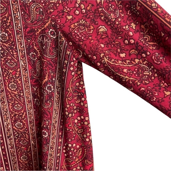 Show Me your Mumu Bryce Hutton Stripe Maroon Paisley Short Dress Womans Large - Picture 9 of 10